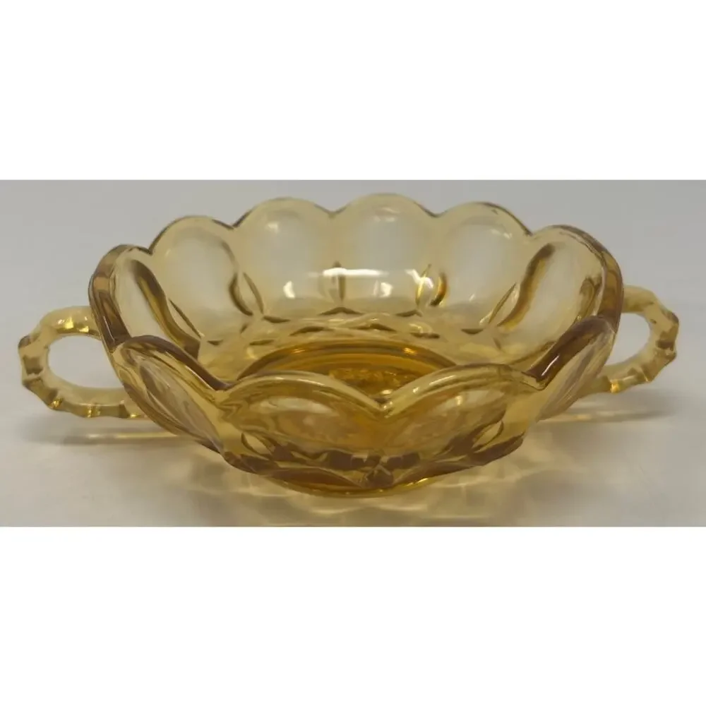 Anchor‎ Hocking Vintage Amber Glass Two Handled Bowl 7